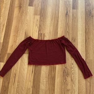 Off the Shoulder Red Plaid Crop Top